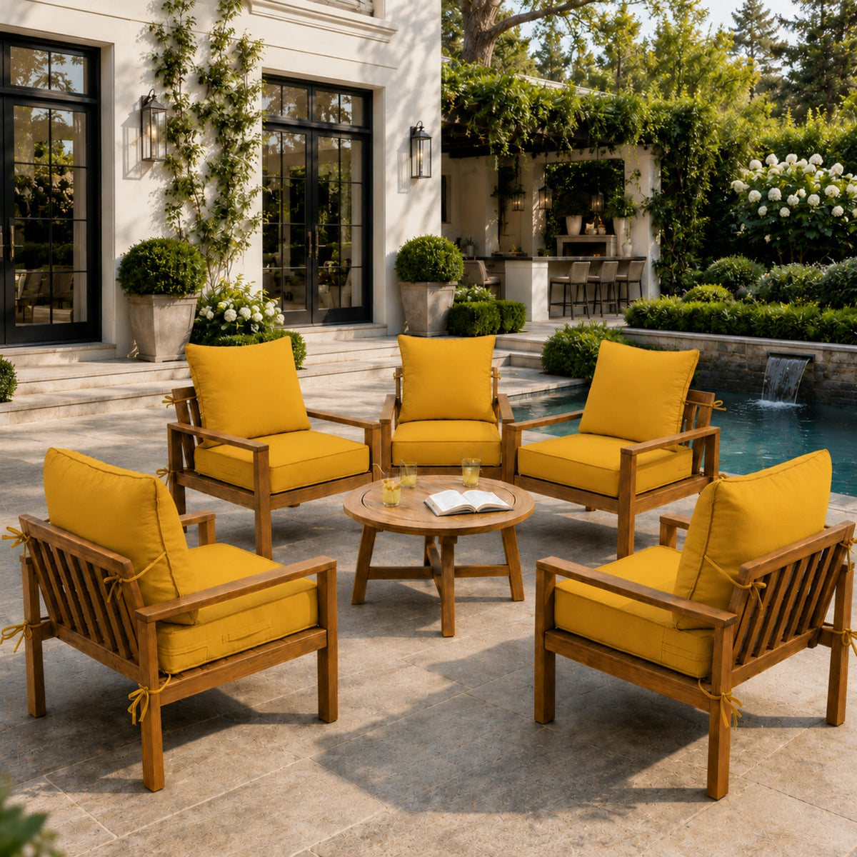 6 Pack Outdoor Deep Seat Cushion Pillow Set-Outdoor Furniture Cushions-]-Yellow
