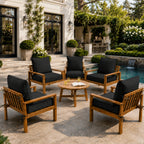 6 Pack Outdoor Deep Seat Cushion Pillow Set-Outdoor Furniture Cushions-]-Black