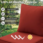 6 Pack Outdoor Deep Seat Cushion Pillow Set-Outdoor Furniture Cushions-]-