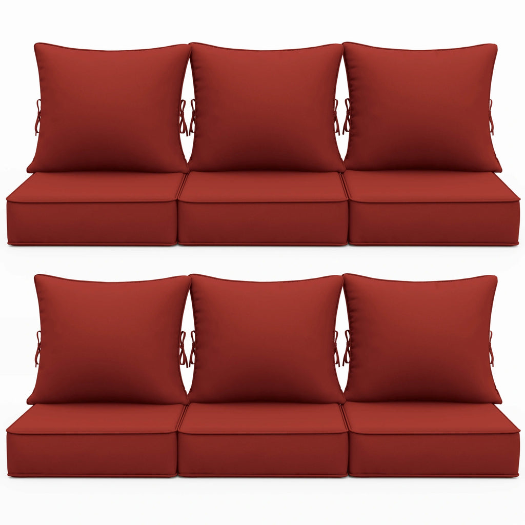 6 Pack Outdoor Deep Seat Cushion Pillow Set-Outdoor Furniture Cushions-]-