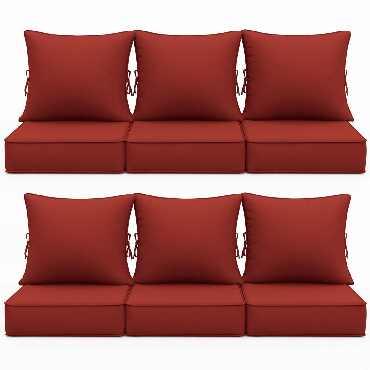 6 Pack Outdoor Deep Seat Cushion Pillow Set-Outdoor Furniture Cushions-]-
