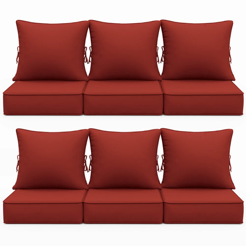 6 Pack Outdoor Deep Seat Cushion Pillow Set-Outdoor Furniture Cushions-]-