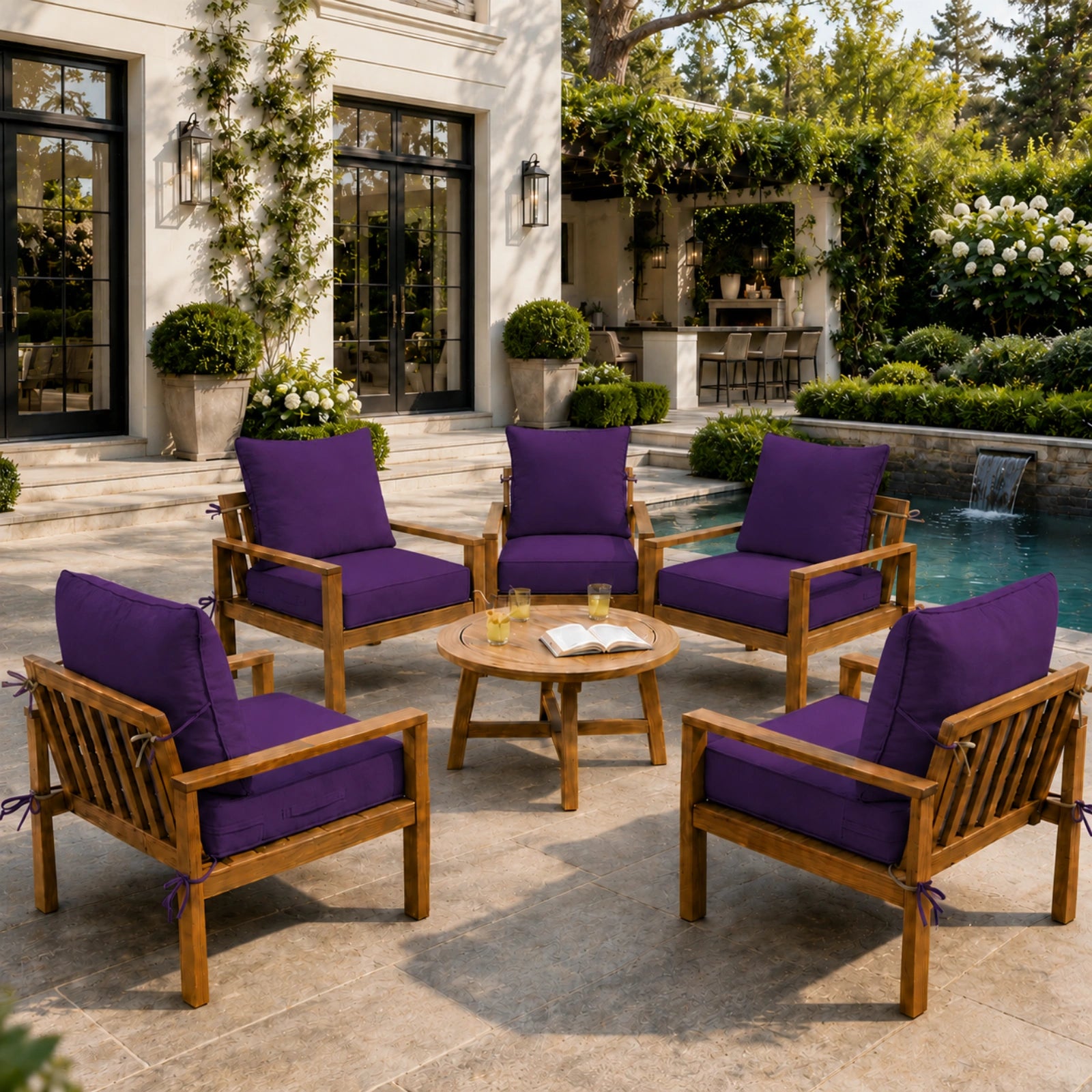 6 Pack Outdoor Deep Seat Cushion Pillow Set-Purple