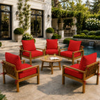 6 Pack Outdoor Deep Seat Cushion Pillow Set-Red
