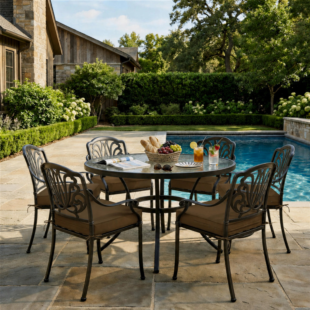 6 Pack Outdoor Seat Cushions-Brown