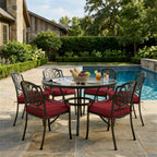 6 Pack Outdoor Seat Cushions-Burgundy