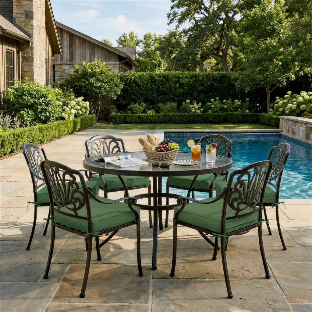 6 Pack Outdoor Seat Cushions-Olive Green