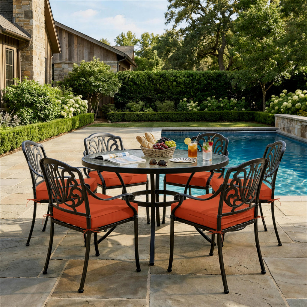 6 Pack Outdoor Seat Cushions-Orange Red