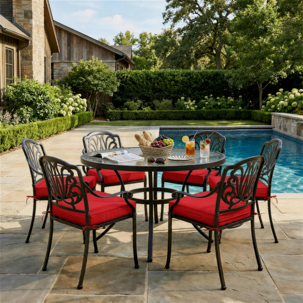 6 Pack Outdoor Seat Cushions-Red