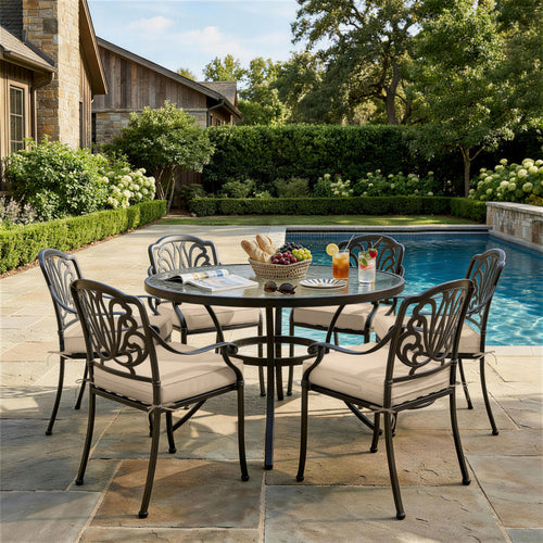 6 Pack Outdoor Seat Cushions-Sand