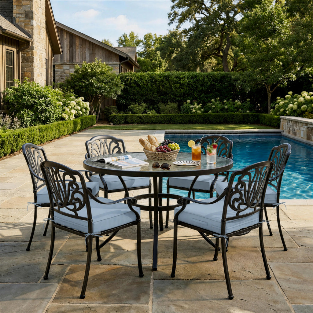 6 Pack Outdoor Seat Cushions-Sky Blue