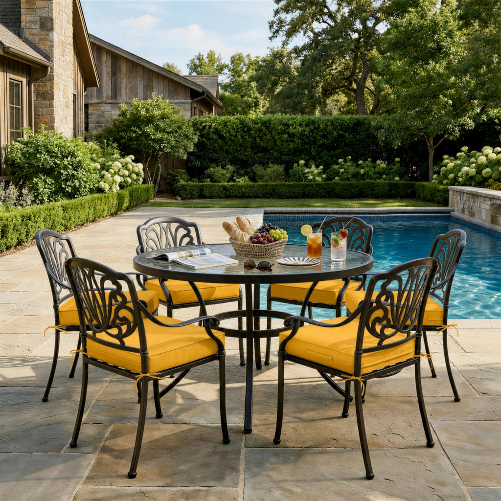6 Pack Outdoor Seat Cushions-Yellow