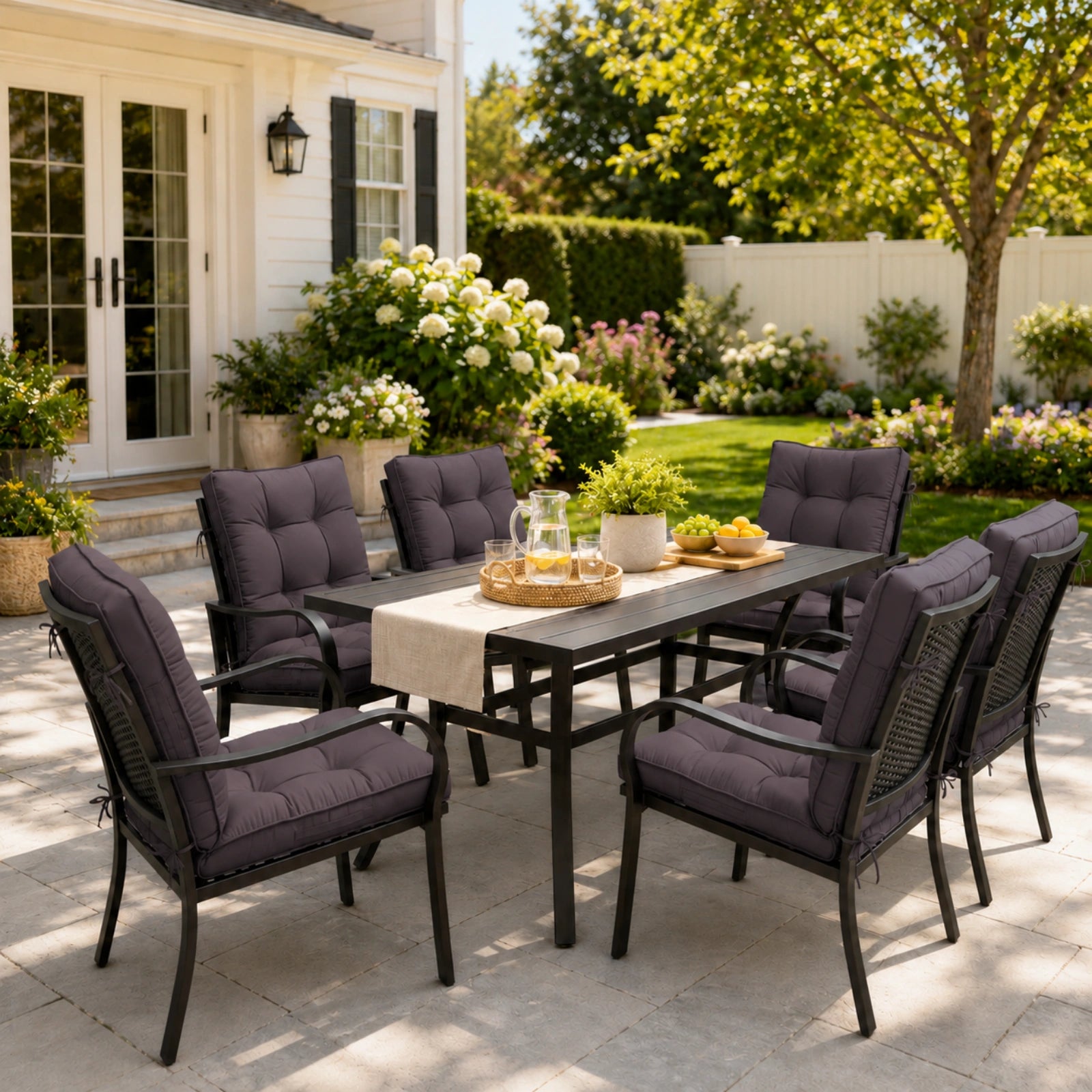 6 Pack Patio High Back Replacement Cushions-Gray