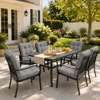 6 Pack Patio High Back Replacement Cushions-Light Gray