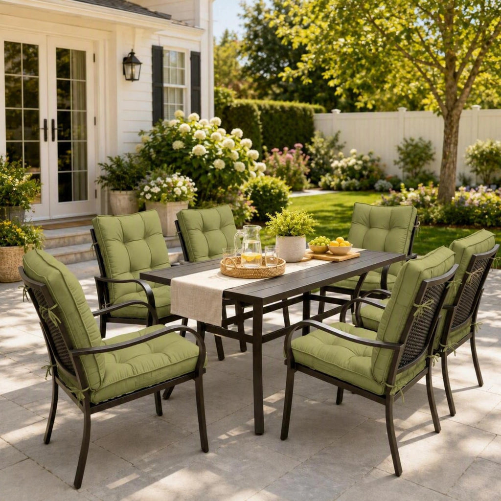 6 Pack Patio High Back Replacement Cushions-Light Green