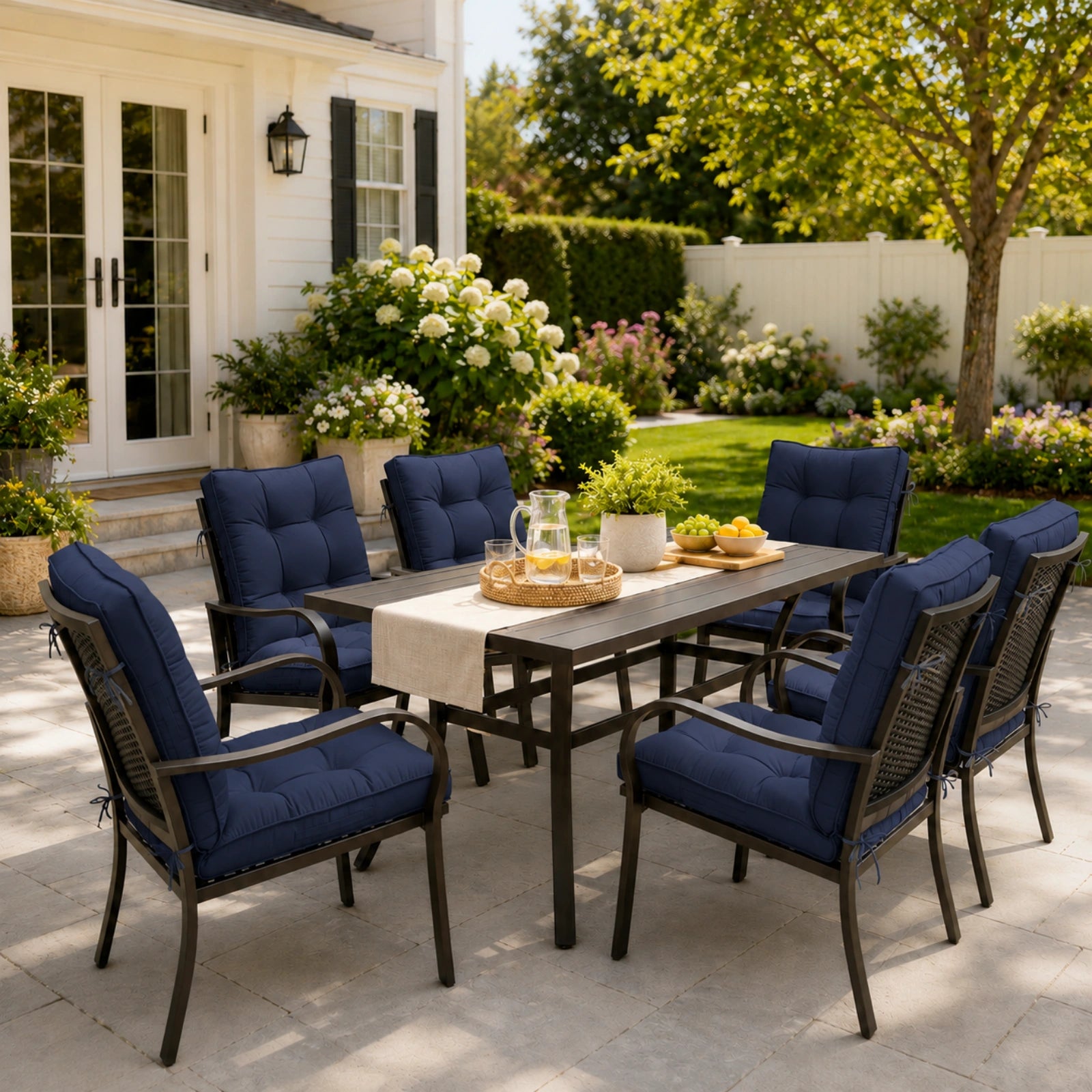 6 Pack Patio High Back Replacement Cushions-Navy