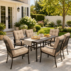 6 Pack Patio High Back Replacement Cushions-Sand