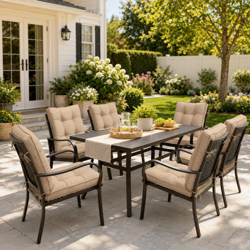 6 Pack Patio High Back Replacement Cushions-Sand