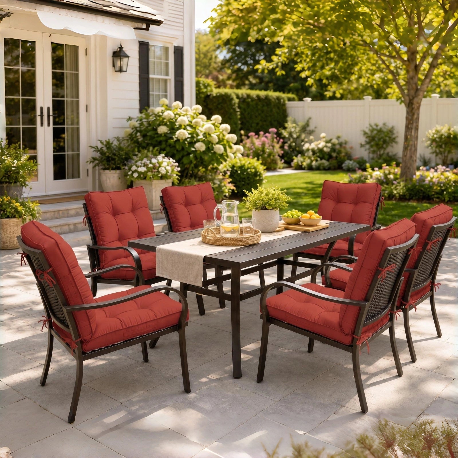 6 Pack Patio High Back Replacement Cushions-Terra Red