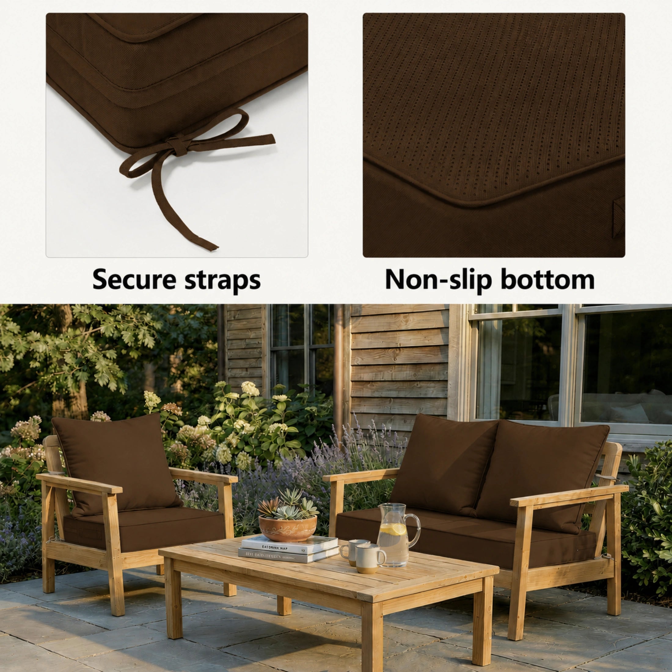 2 Pack Patio Cushion & Pillow Cover Set