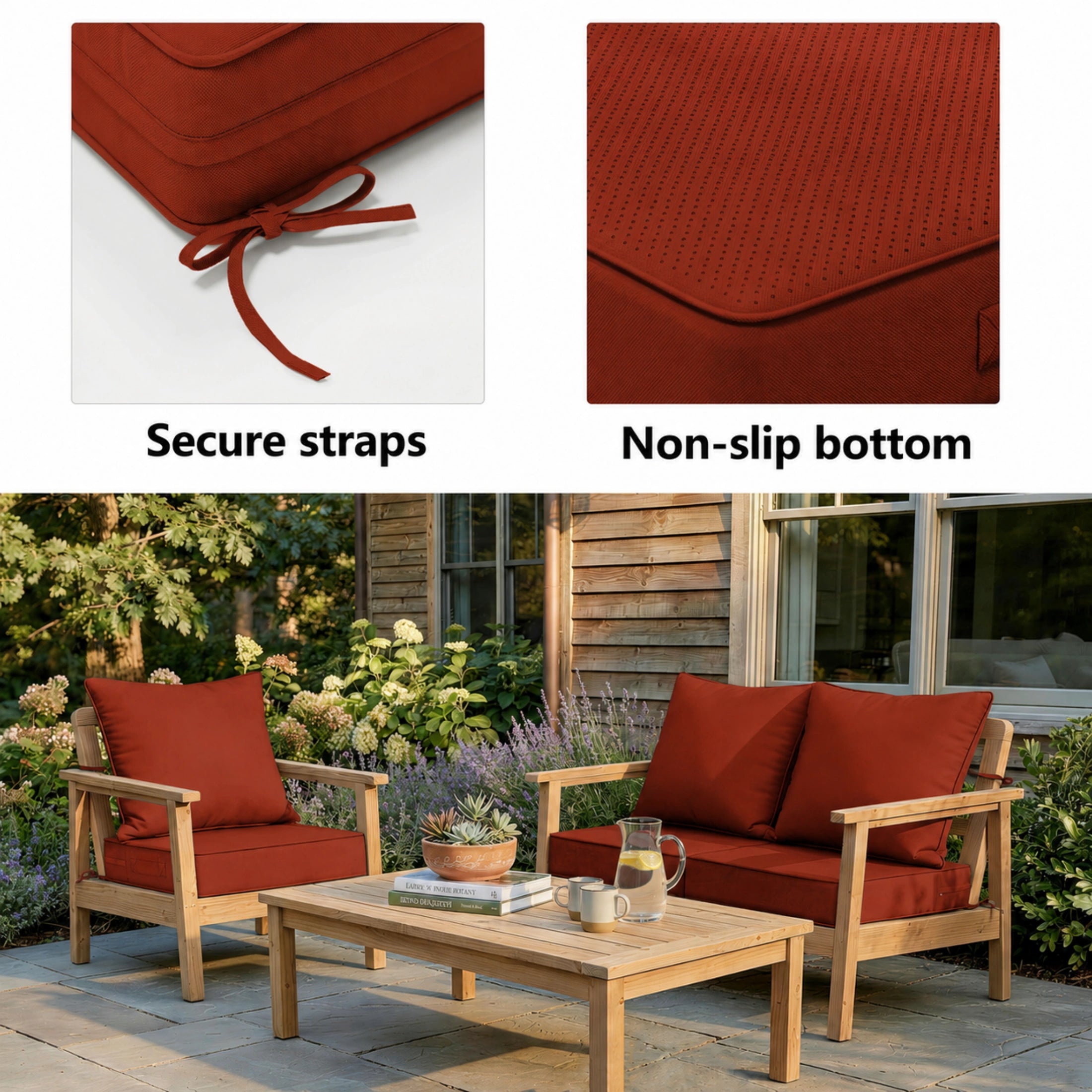 2 Pack Patio Cushion & Pillow Cover Set