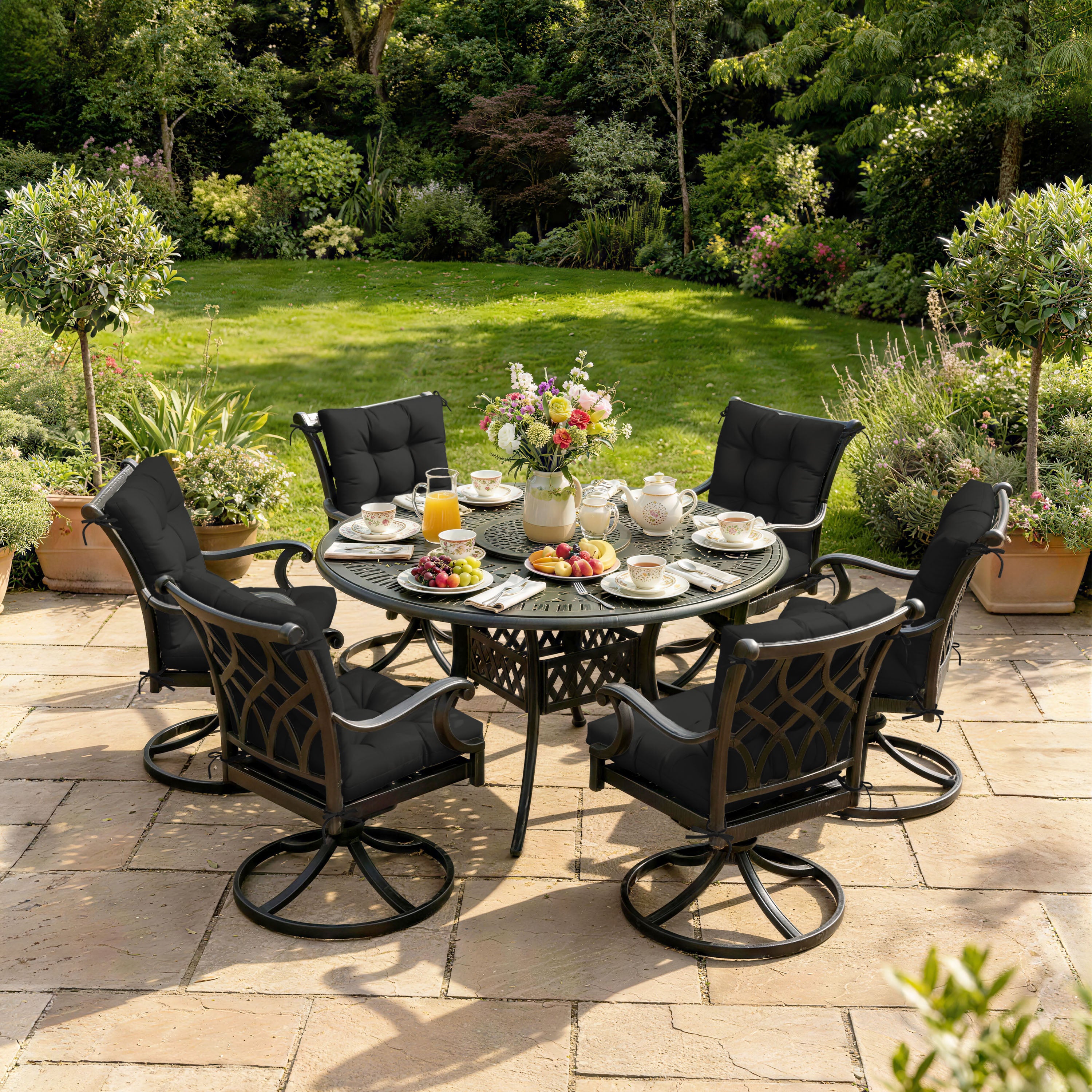 WNP cushion 6 Pack Patio High Back Replacement Cushions Black 42 x 21 x 5 inch