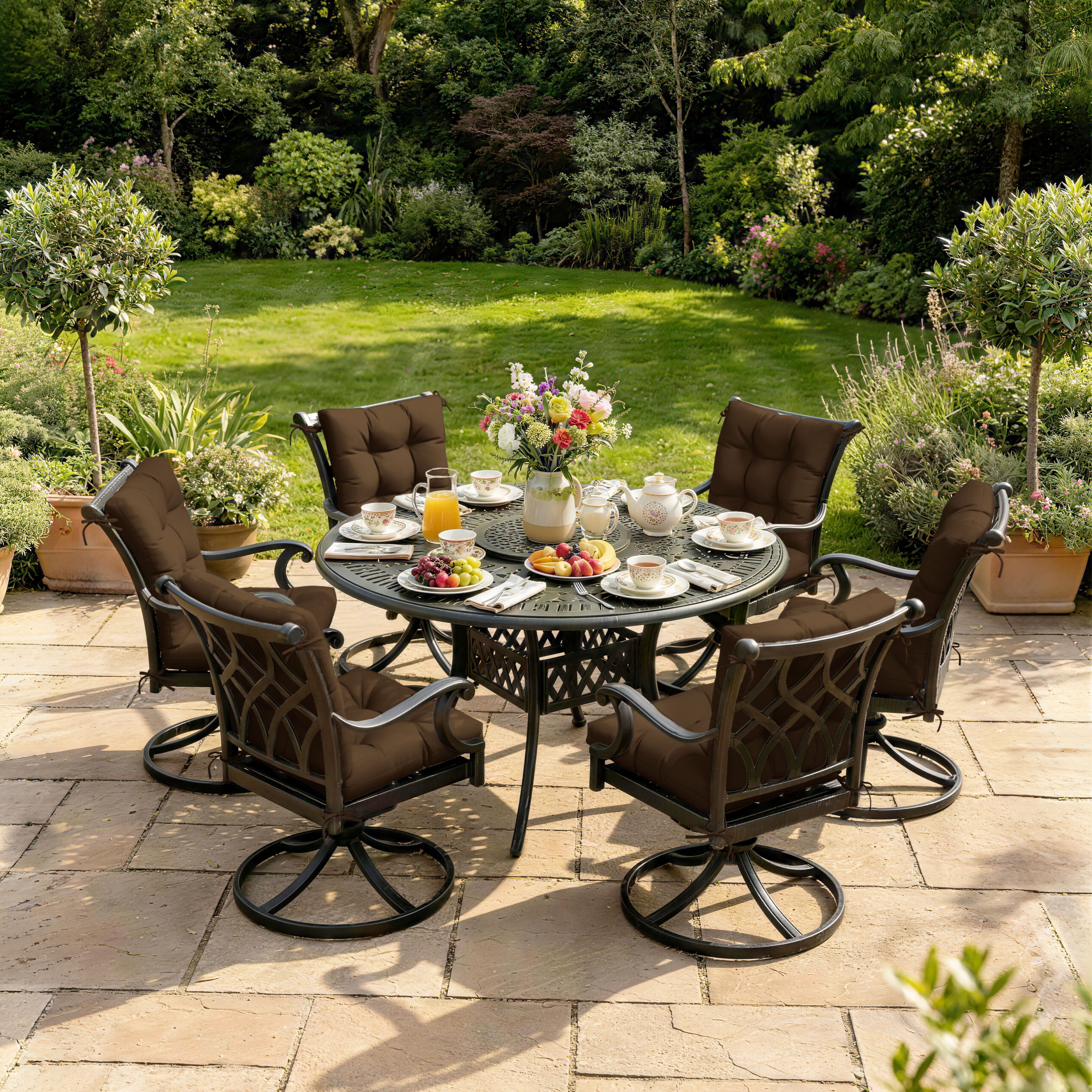 WNP cushion 6 Pack Patio High Back Replacement Cushions Brown 42 x 21 x 5 inch