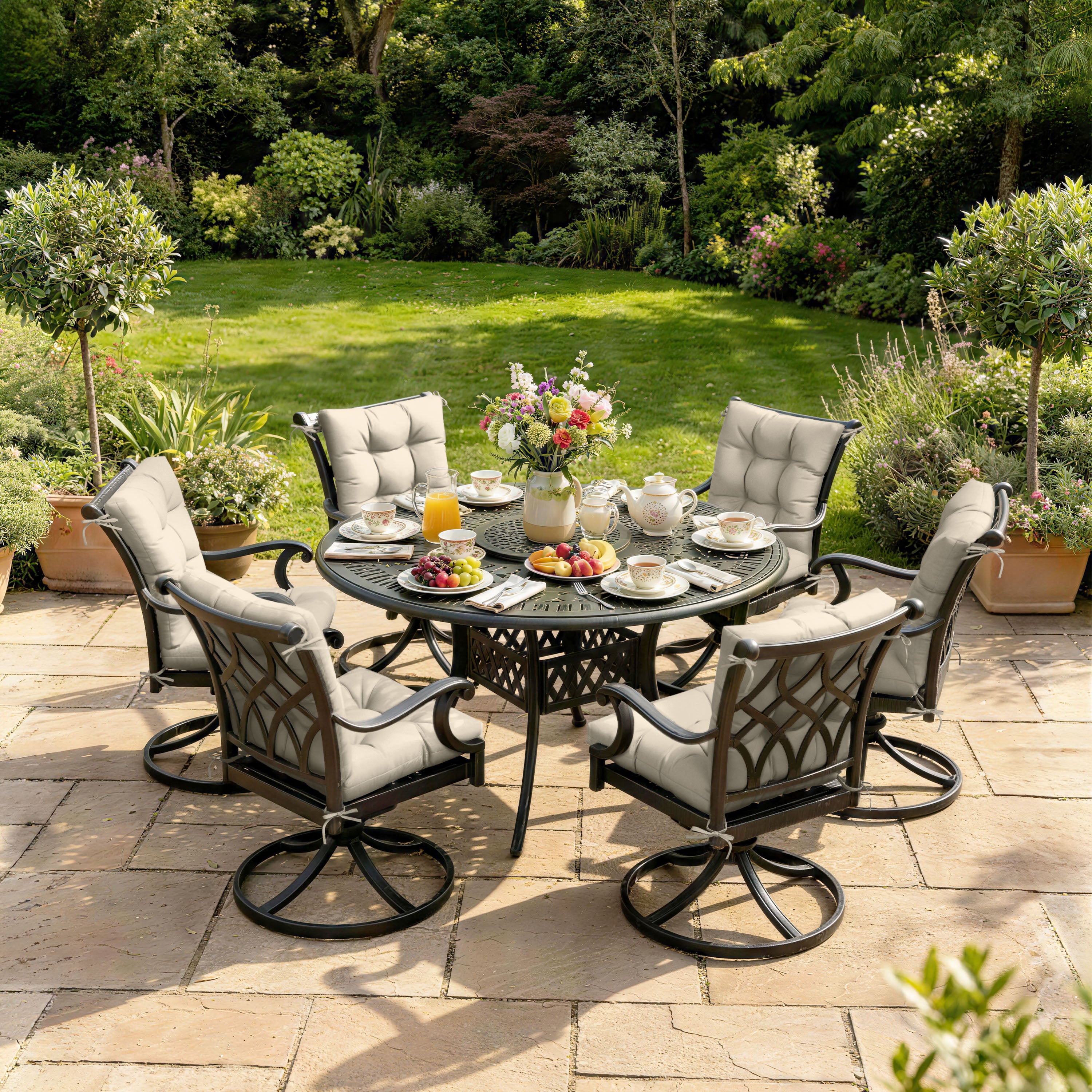 WNP cushion 6 Pack Patio High Back Replacement Cushions Cream 42 x 21 x 5 inch