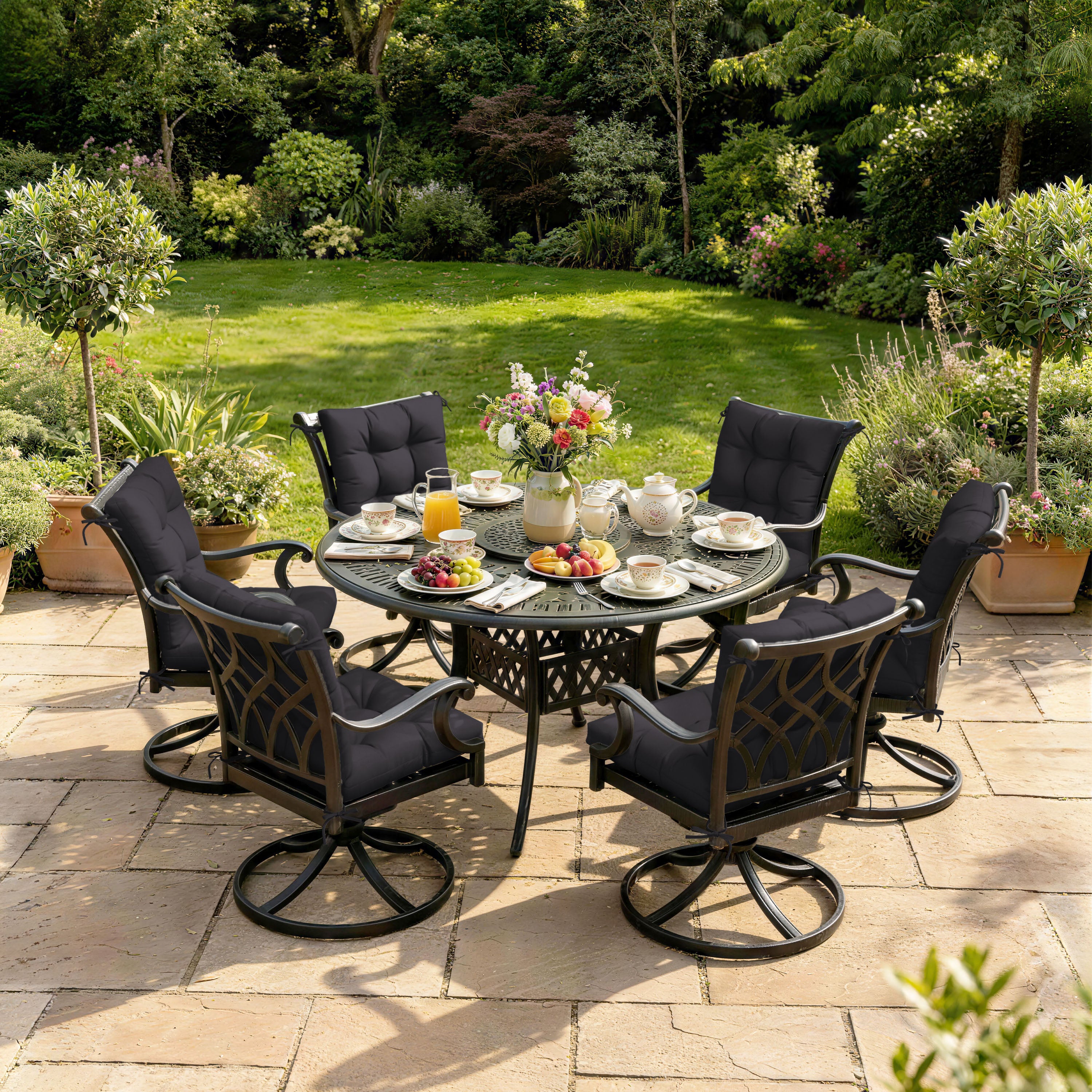 WNP cushion 6 Pack Patio High Back Replacement Cushions Charcoal 42 x 21 x 5 inch