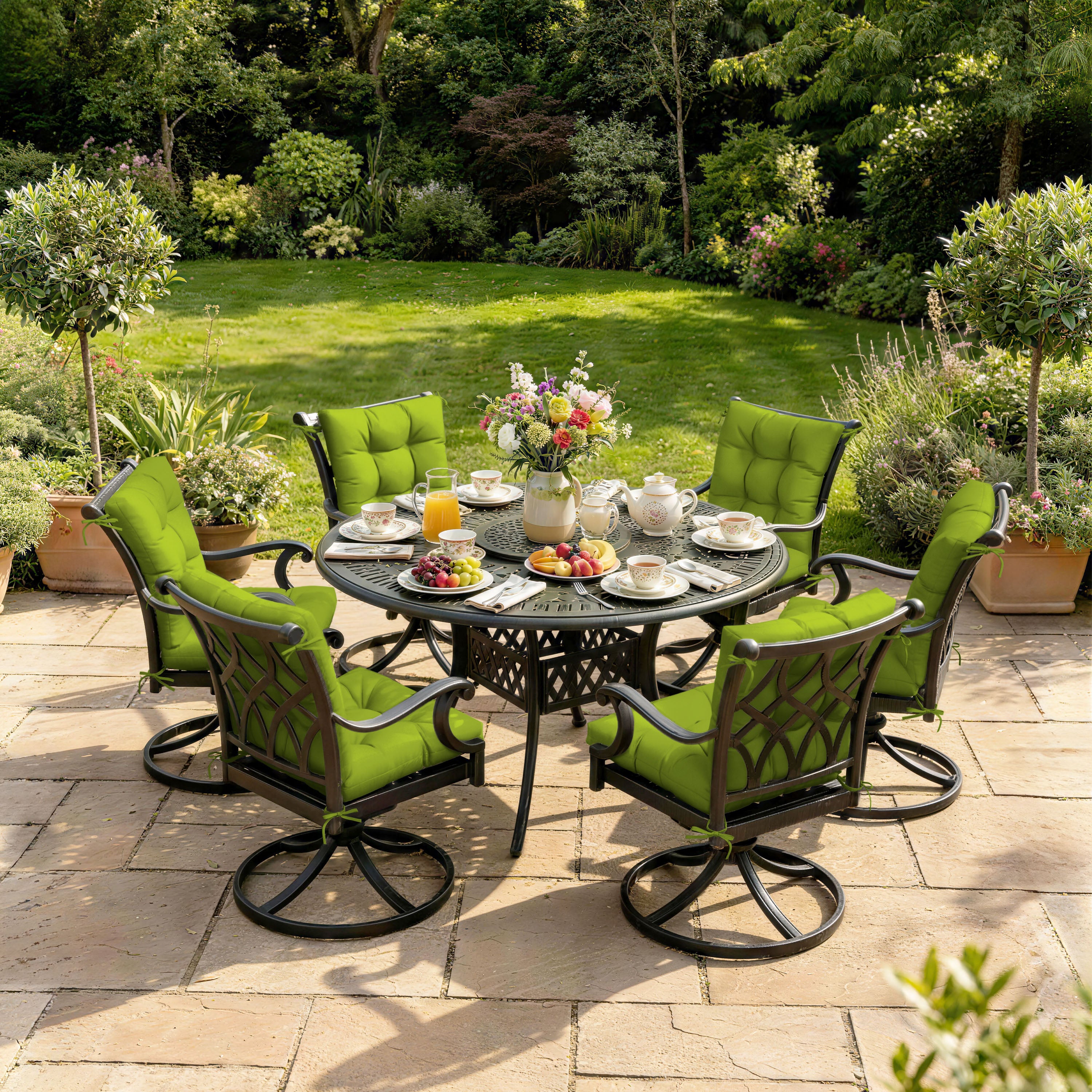 WNP cushion 6 Pack Patio High Back Replacement Cushions Grass Green 42 x 21 x 5 inch