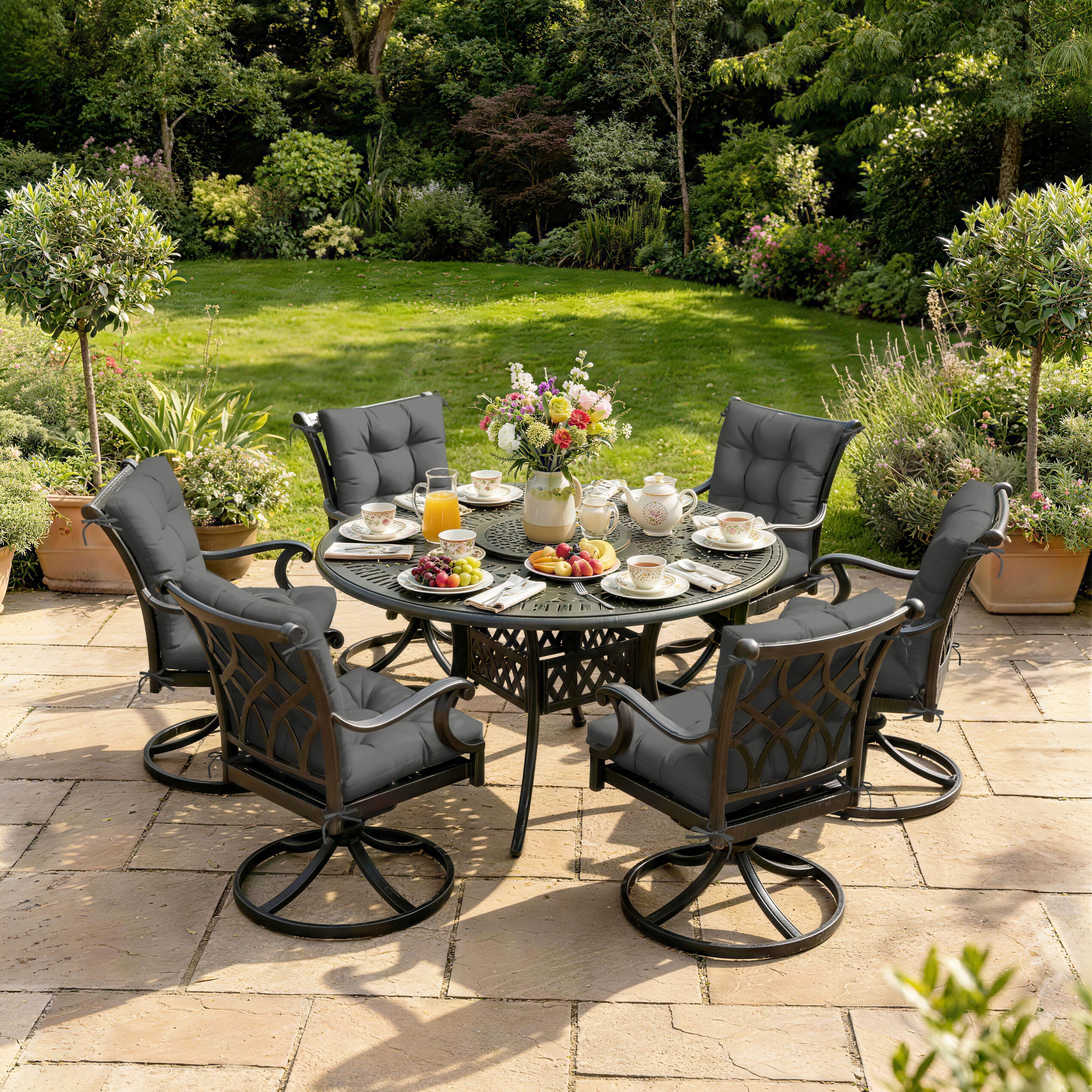 WNP cushion 6 Pack Patio High Back Replacement Cushions Light Gray 42 x 21 x 5 inch