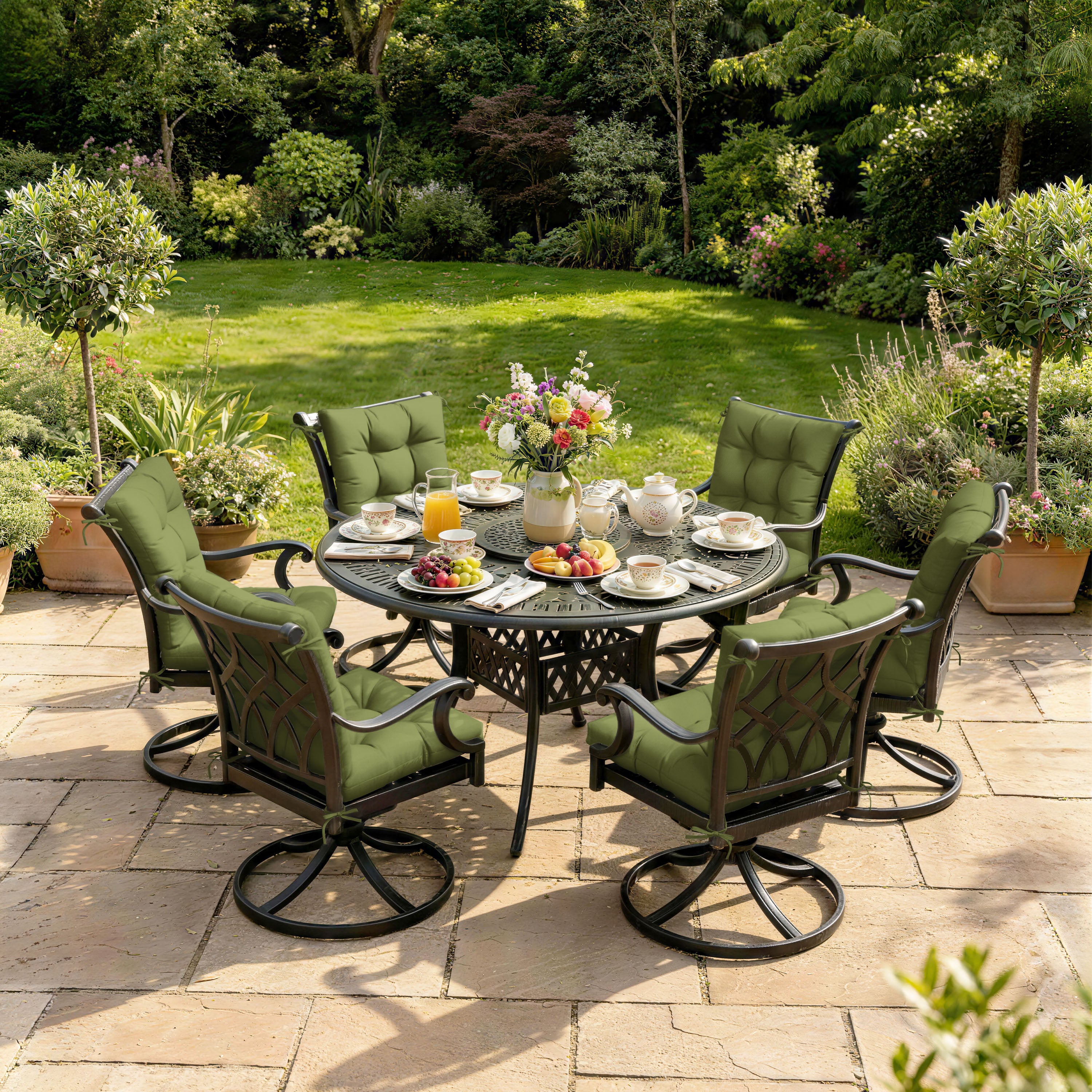 WNP cushion 6 Pack Patio High Back Replacement Cushions Light Green 42 x 21 x 5 inch