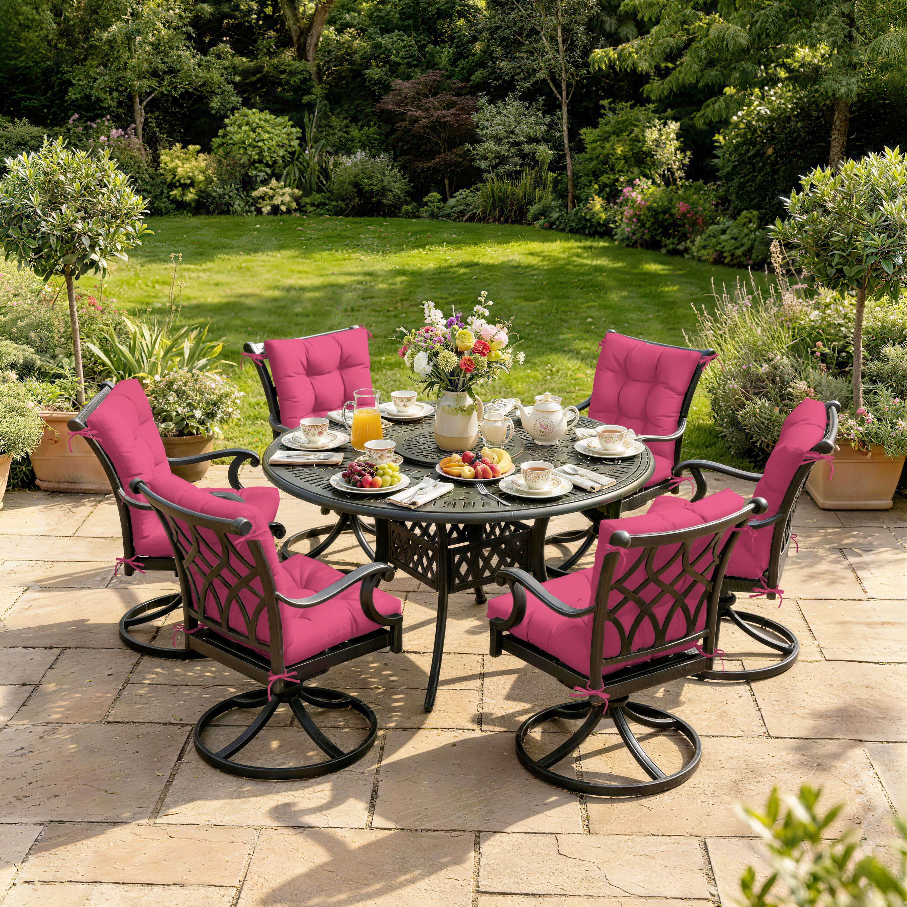 WNP cushion 6 Pack Patio High Back Replacement Cushions Pink 42 x 21 x 5 inch