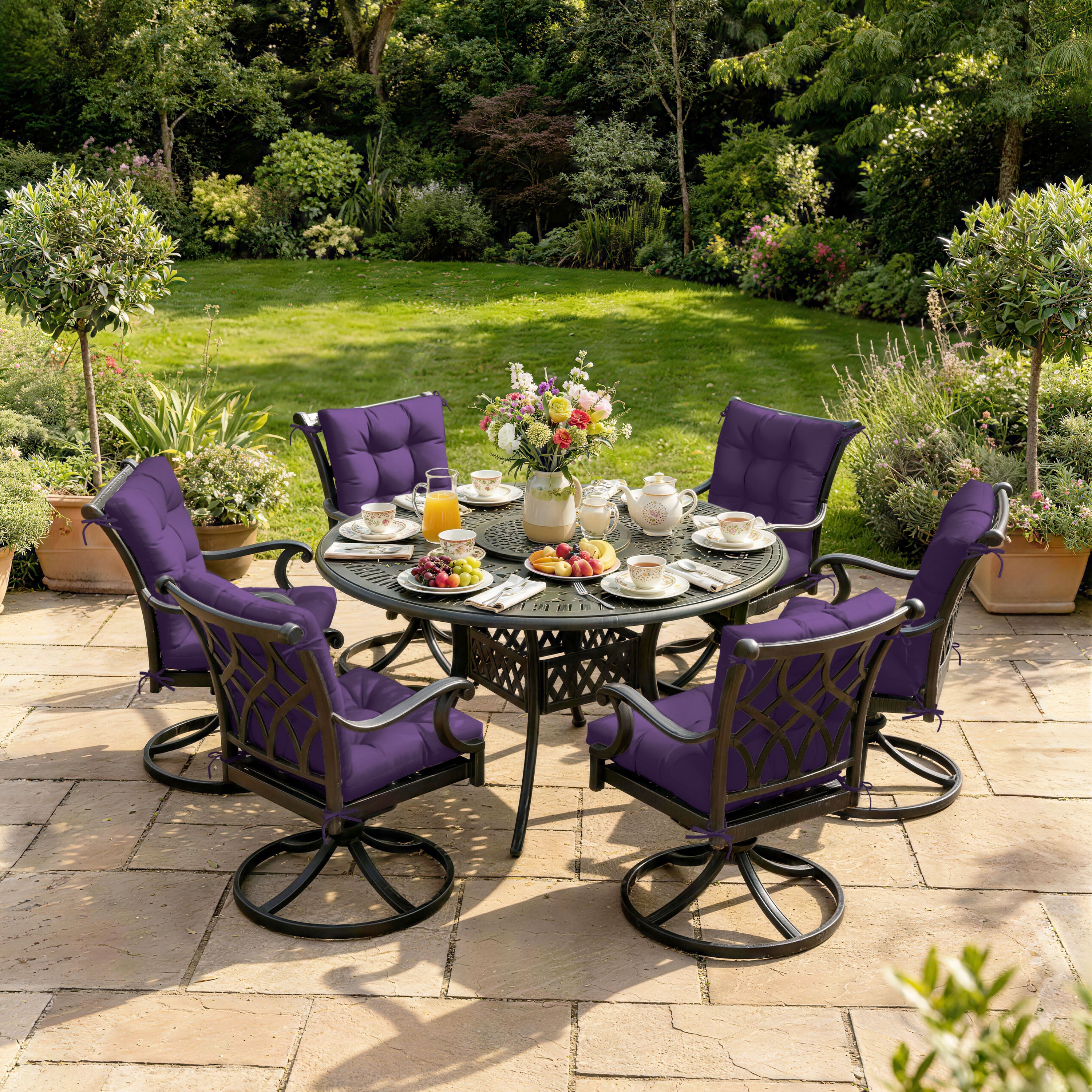 WNP cushion 6 Pack Patio High Back Replacement Cushions Purple 42 x 21 x 5 inch