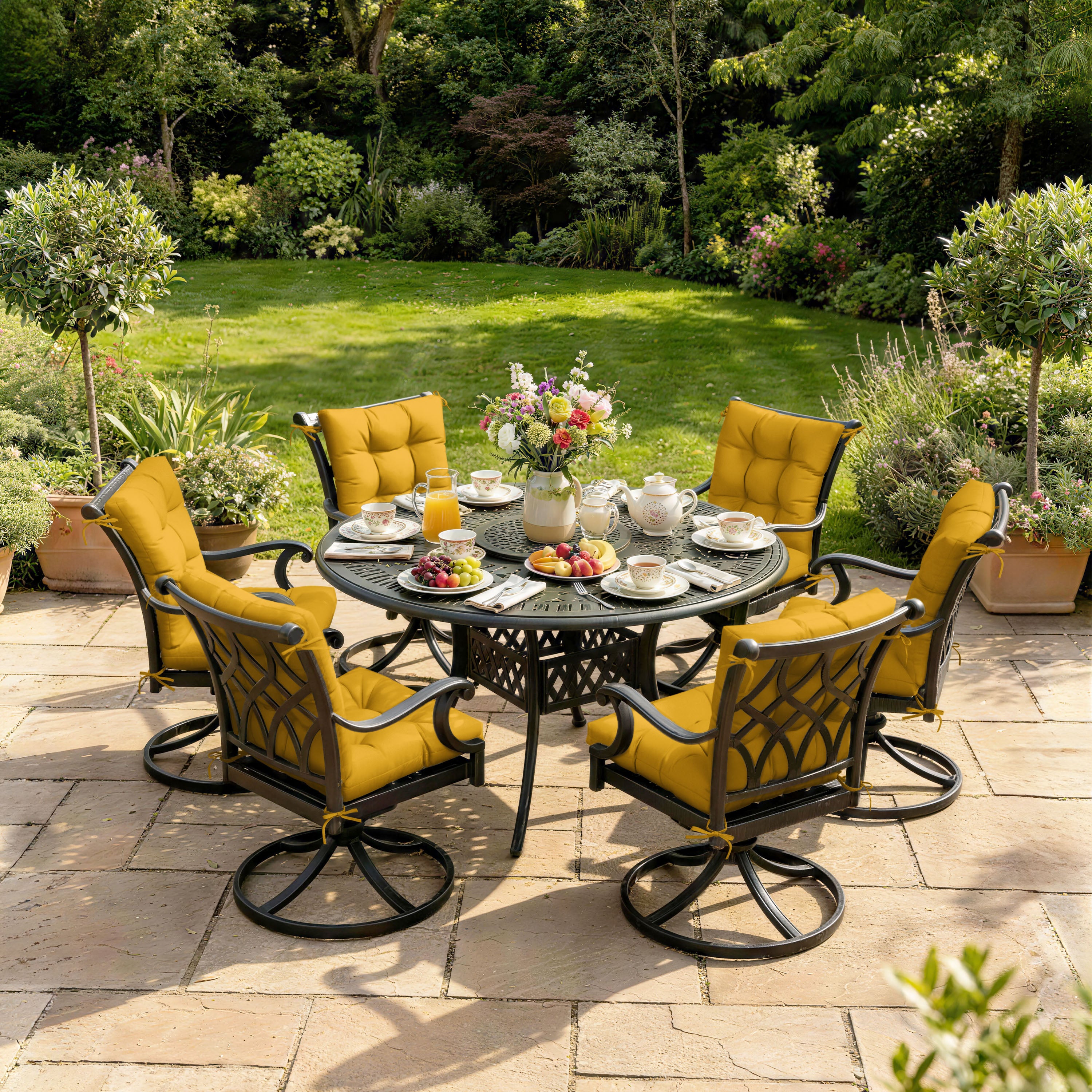 WNP cushion 6 Pack Patio High Back Replacement Cushions Yellow 42 x 21 x 5 inch