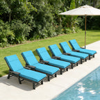 6 Pack Outdoor Chaise Lounge Cushions Aqua Blue