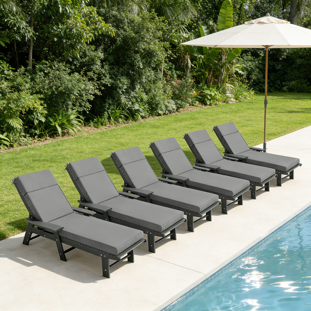 6 Pack Outdoor Chaise Lounge Cushions Light Gray