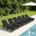 6 Pack Outdoor Chaise Lounge Cushions Black