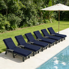 6 Pack Outdoor Chaise Lounge Cushions Navy