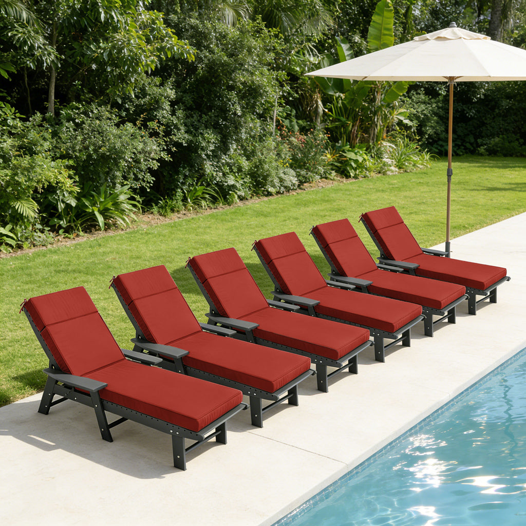 6 Pack Outdoor Chaise Lounge Cushions Terra Red