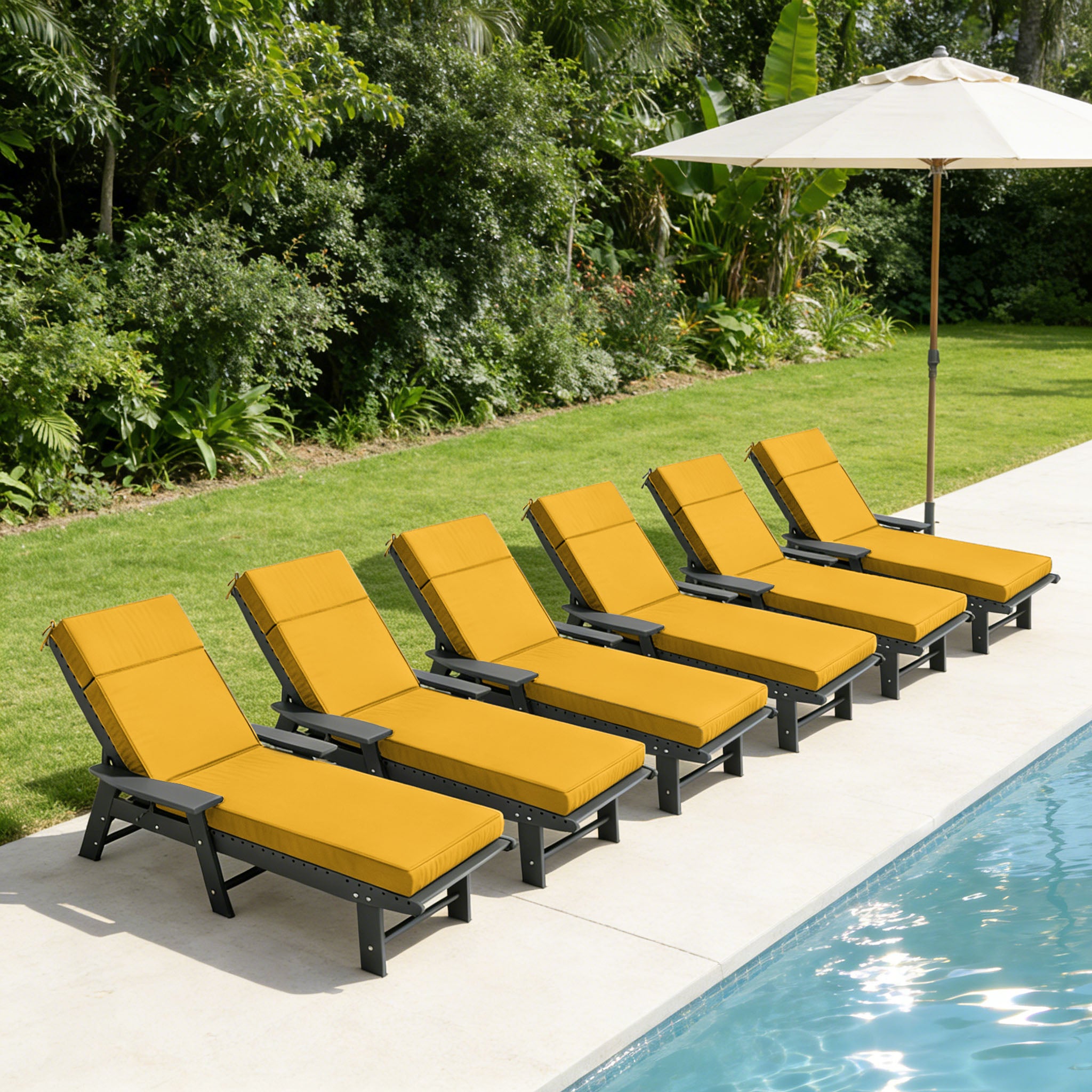 6 Pack Outdoor Chaise Lounge Cushions Yellow
