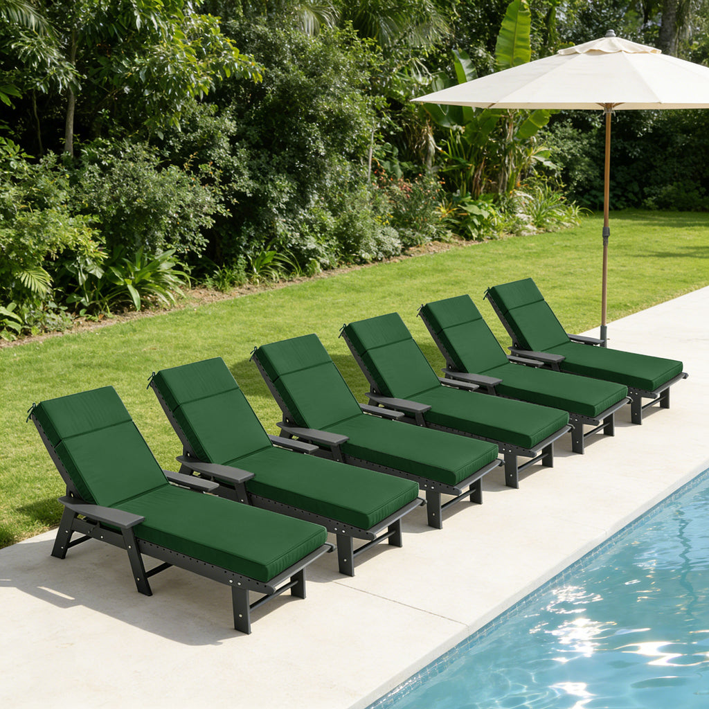 6 Pack Outdoor Chaise Lounge Cushions Olive Green