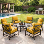 6 Pack Outdoor Deep Seat Cushion Pillow Set Yellow