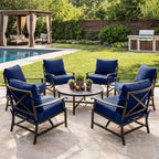 6 Pack Outdoor Deep Seat Cushion Pillow Set Blue