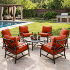 6 Pack Outdoor Deep Seat Cushion Pillow Set Orange Red