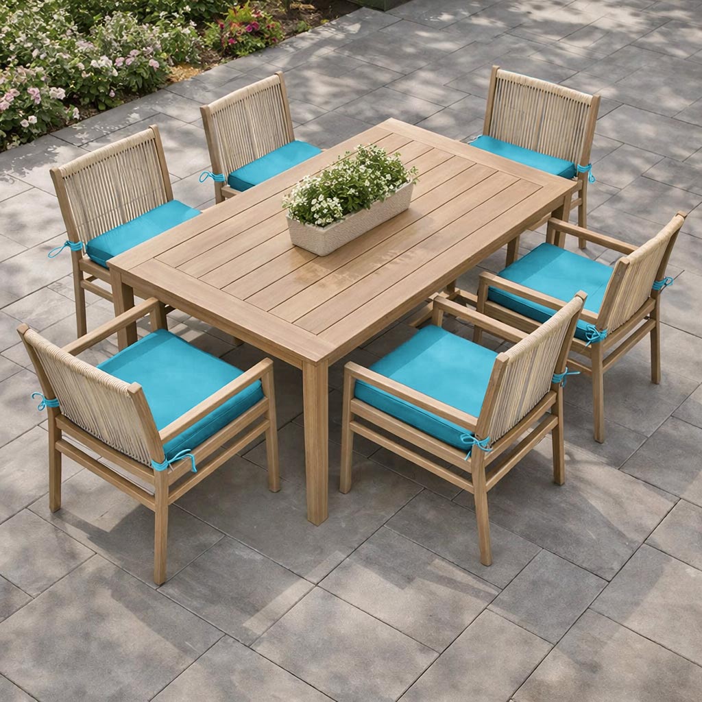 6 Pack Outdoor Seat Cushions Aqua Blue