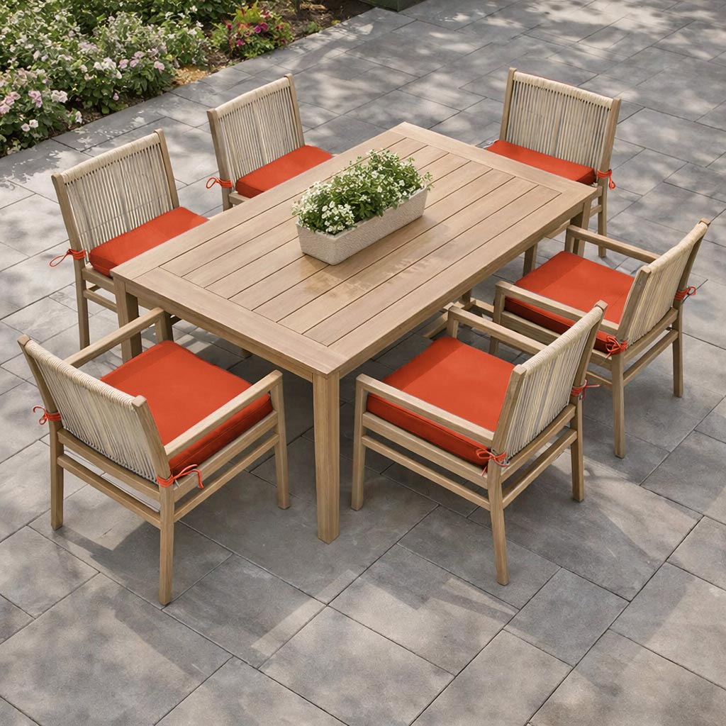 6 Pack Outdoor Seat Cushions Orange Red