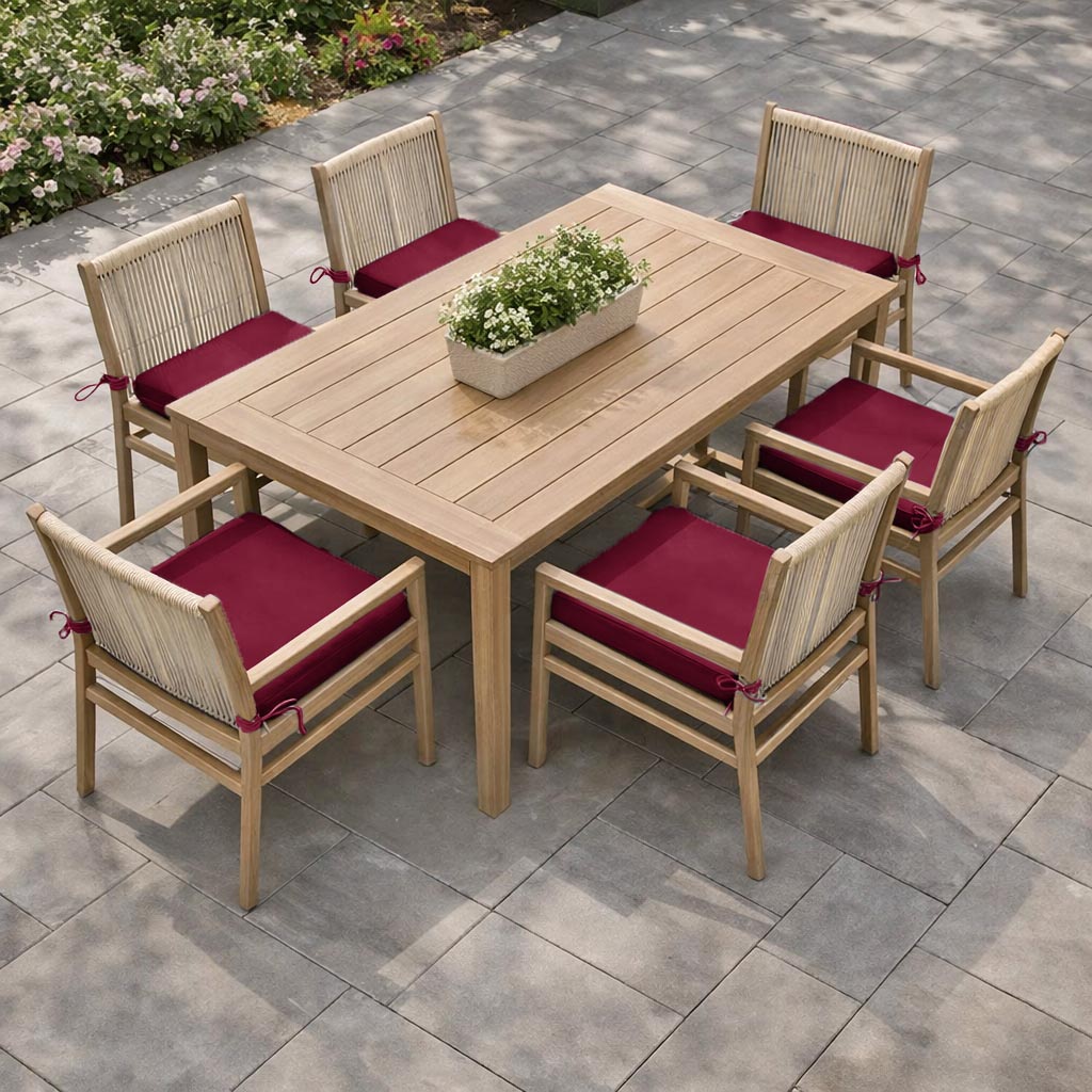 6 Pack Outdoor Seat Cushions Burgundy