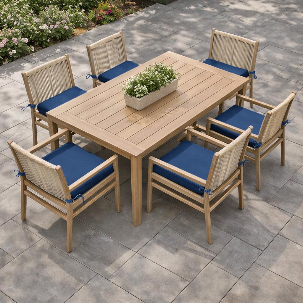 6 Pack Outdoor Seat Cushions Blue