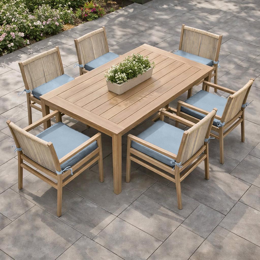 6 Pack Outdoor Seat Cushions Sky Blue